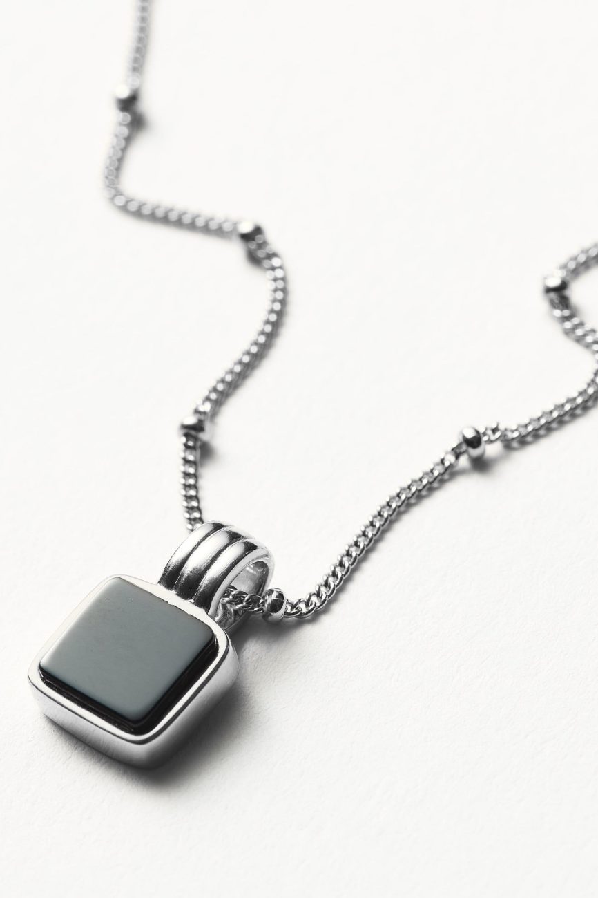 Lucy Williams Square Onyx Gemstone Necklace | Sterling Silver/Black Onyx Necklaces Missoma