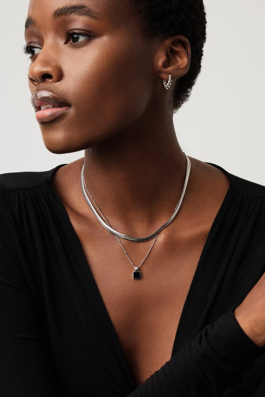 Lucy Williams Square Onyx Necklace | Sterling Silver/Black Onyx Necklaces Missoma