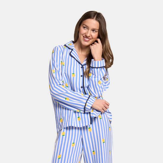 OHS Stripe Seersucker Button Through Ultra Soft Pyjama Set Nightwear 6