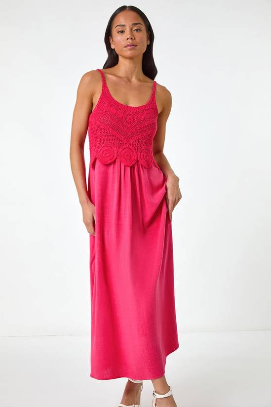 Roman Petite Crochet Contrast Midi Dress 4