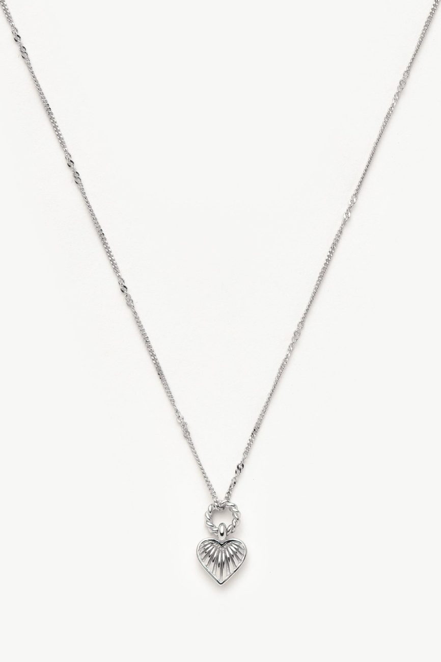 Mini Ridge Heart Charm Pendant Necklace | Silver Plated Necklaces Missoma