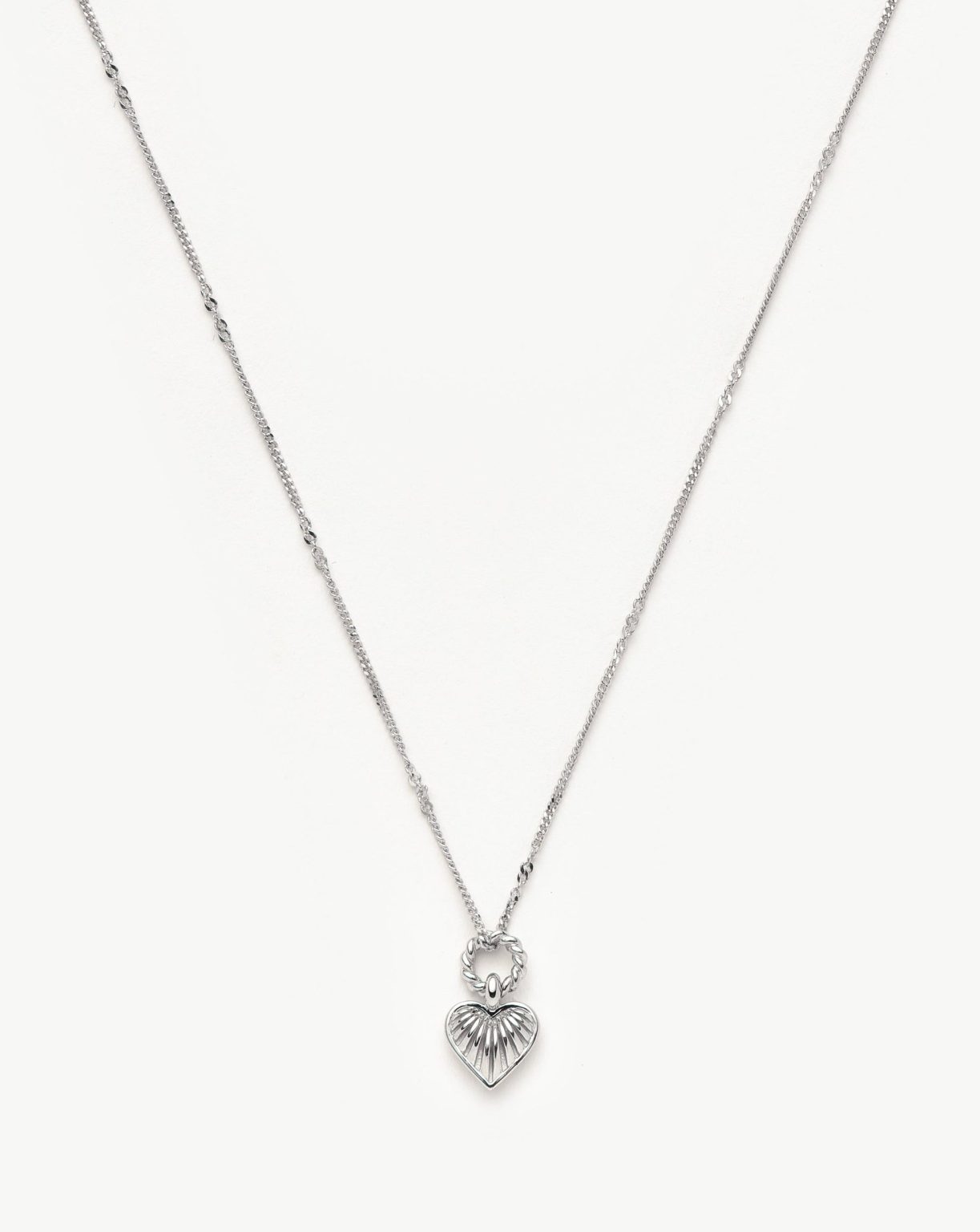 Mini Ridge Heart Charm Pendant Necklace | Silver Plated Necklaces Missoma