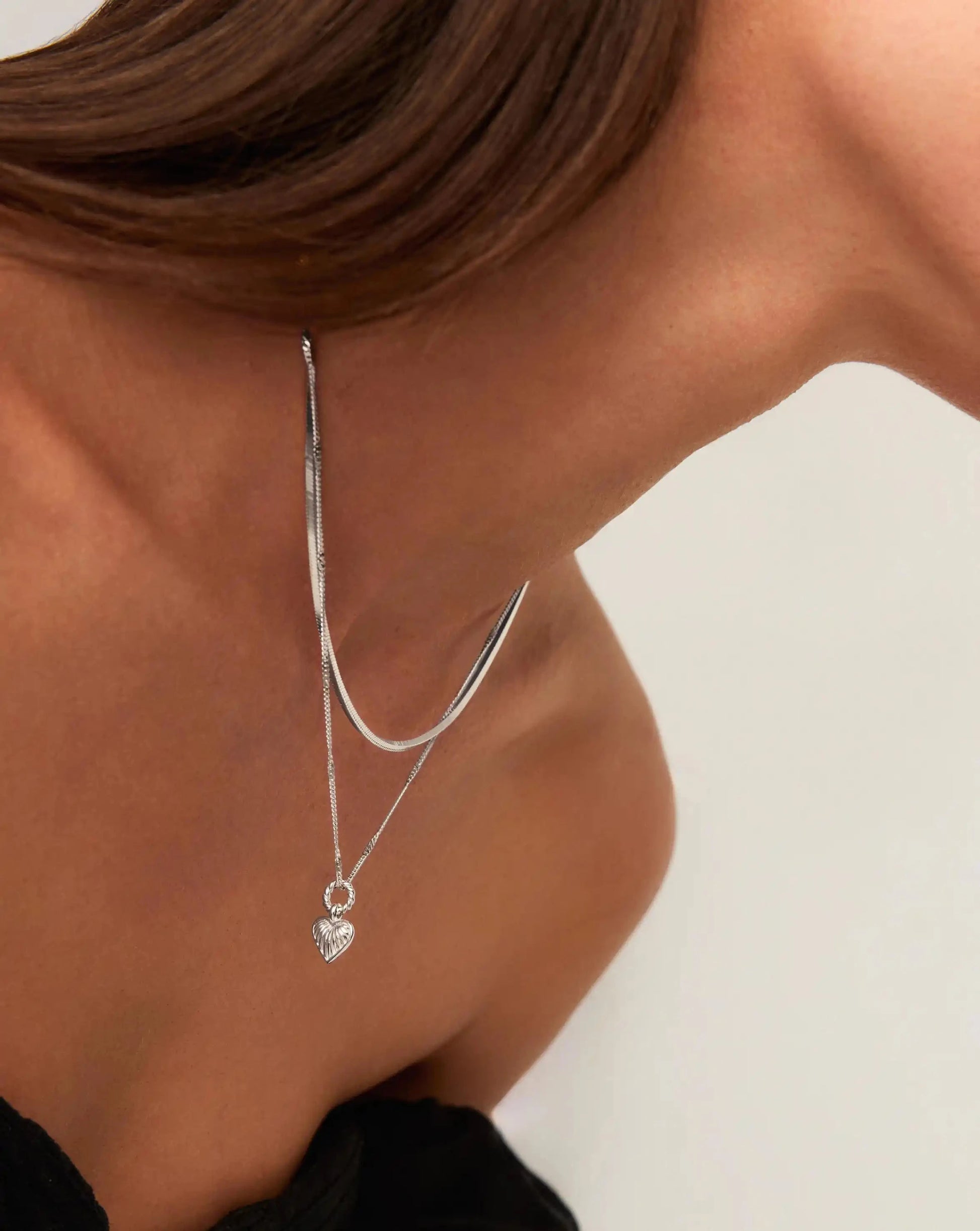 Mini Ridge Heart Charm Pendant Necklace | Sterling Silver Necklaces Missoma