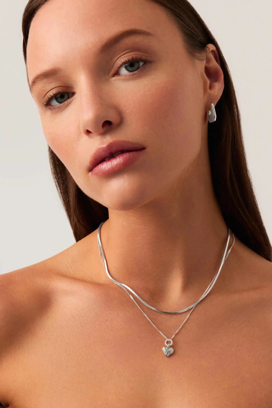 Mini Ridge Heart Charm Pendant Necklace | Sterling Silver Necklaces Missoma
