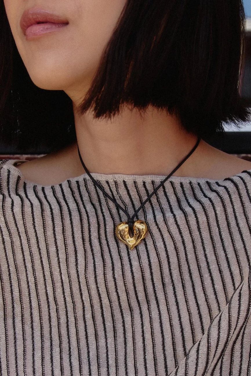 Molten Heart Pendant Cord Necklace | 18ct Gold Plated Necklace Missoma