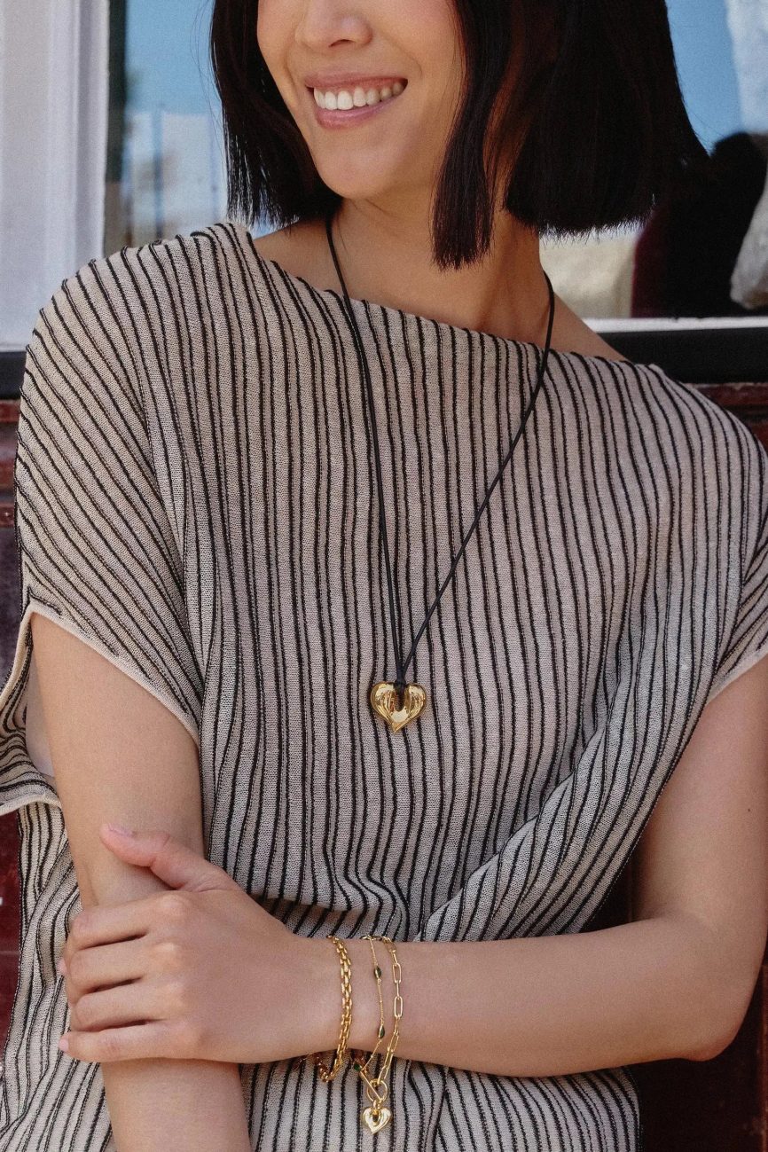 Molten Heart Pendant Cord Necklace | 18ct Gold Plated Necklace Missoma