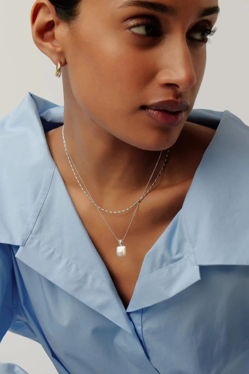 Square Pearl Baya Pendant Necklace | Sterling Silver/Pearl Necklaces Missoma