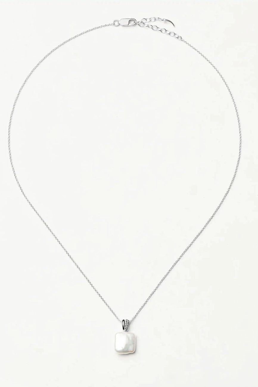 Square Pearl Baya Pendant Necklace | Sterling Silver/Pearl Necklaces Missoma
