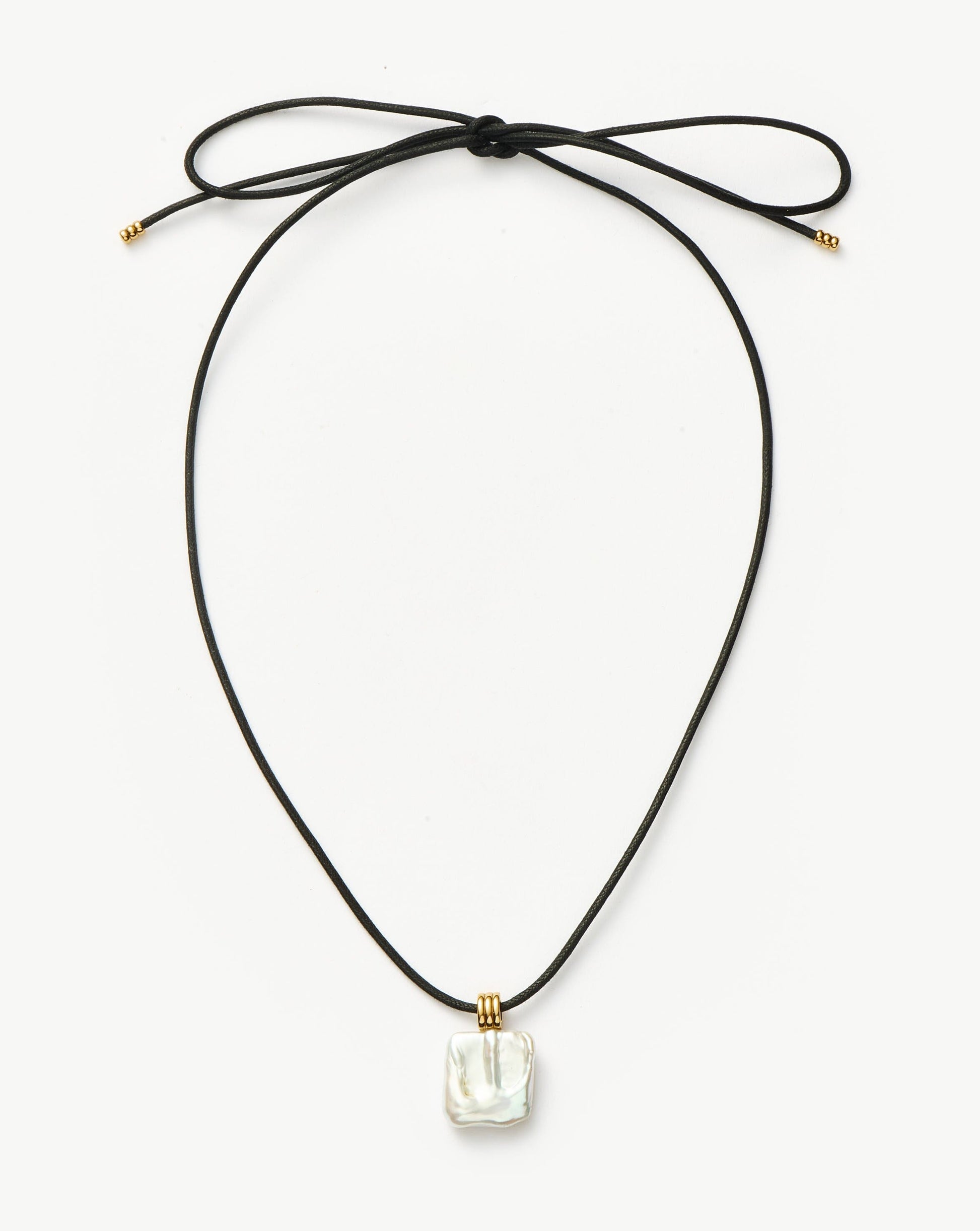 Square Pearl Pendant Cord Necklace | 18ct Gold Plated Vermeil/Pearl Necklaces Missoma