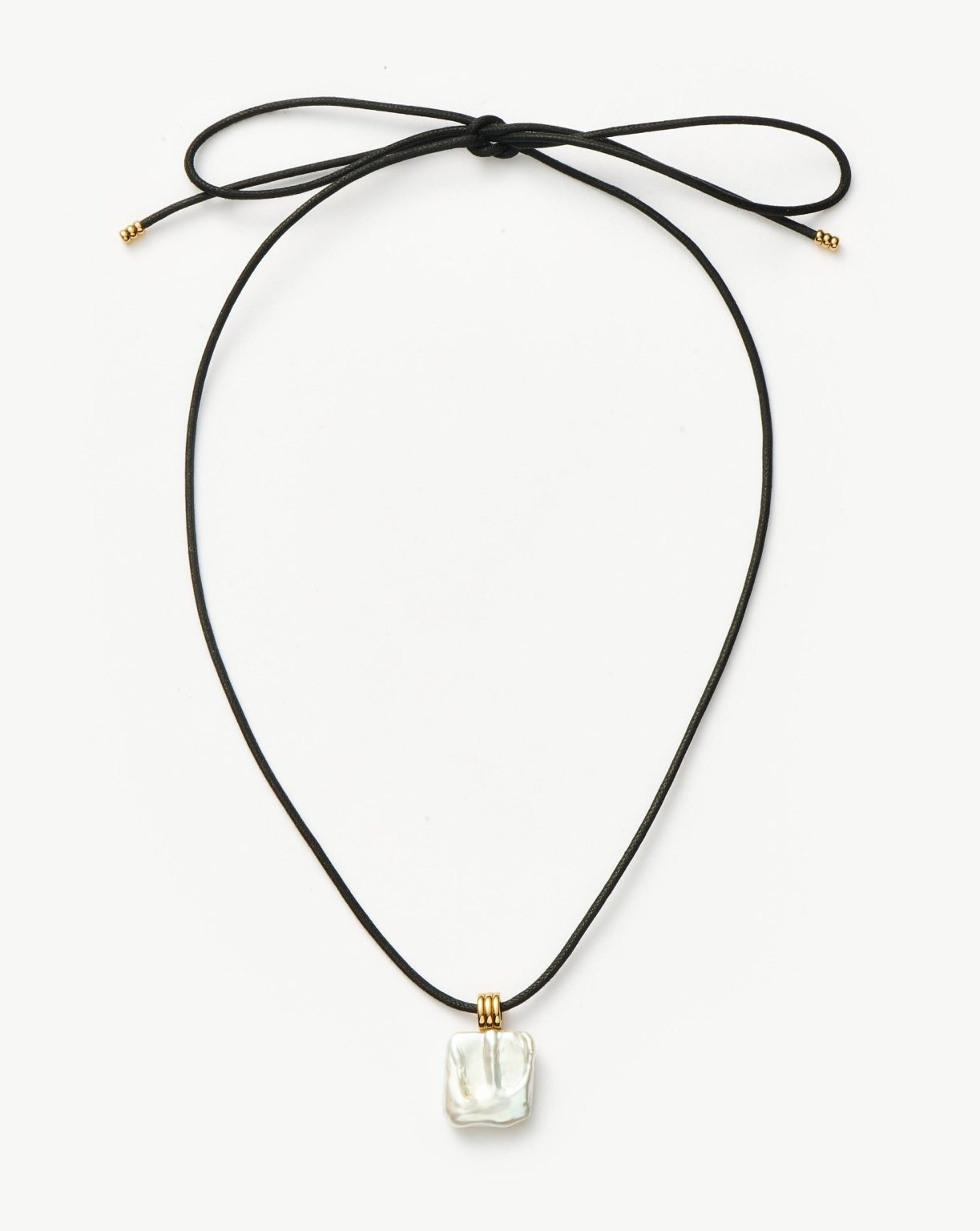 Square Pearl Pendant Cord Necklace | 18ct Gold Plated Vermeil/Pearl Necklaces Missoma