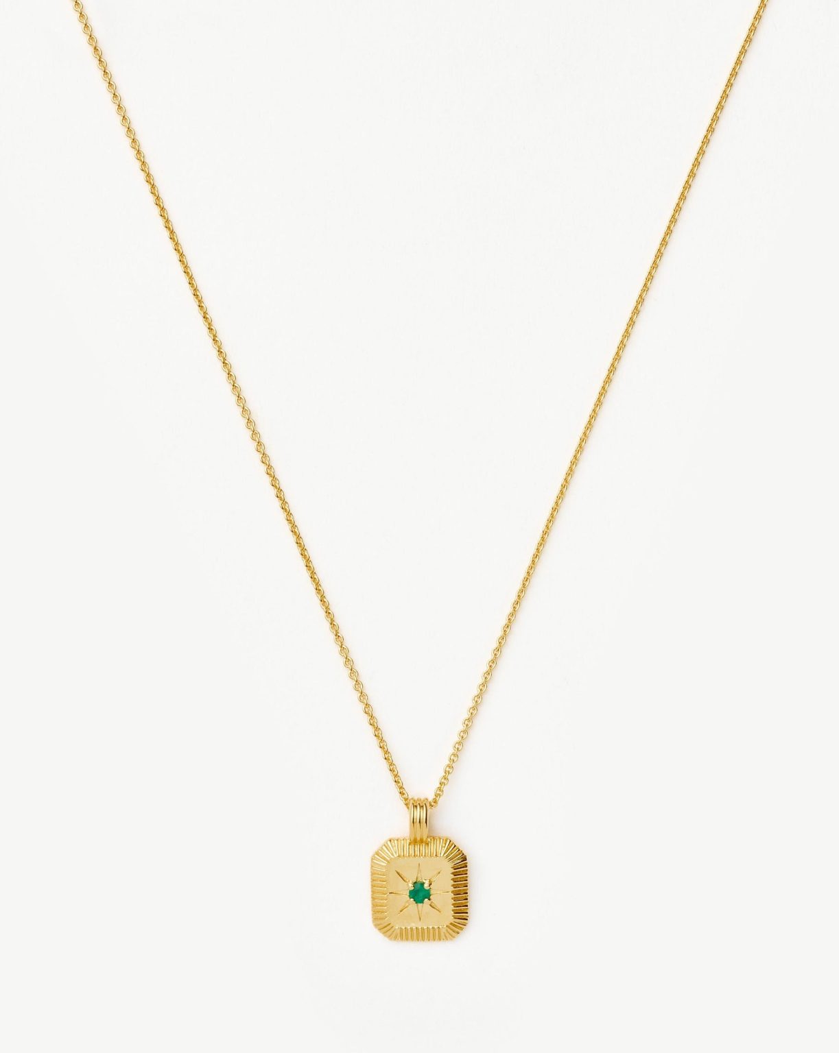 Star Ridge Birthstone Pendant Necklace | 18ct Gold Vermeil/Dyed Green Chalcedony Necklaces Missoma