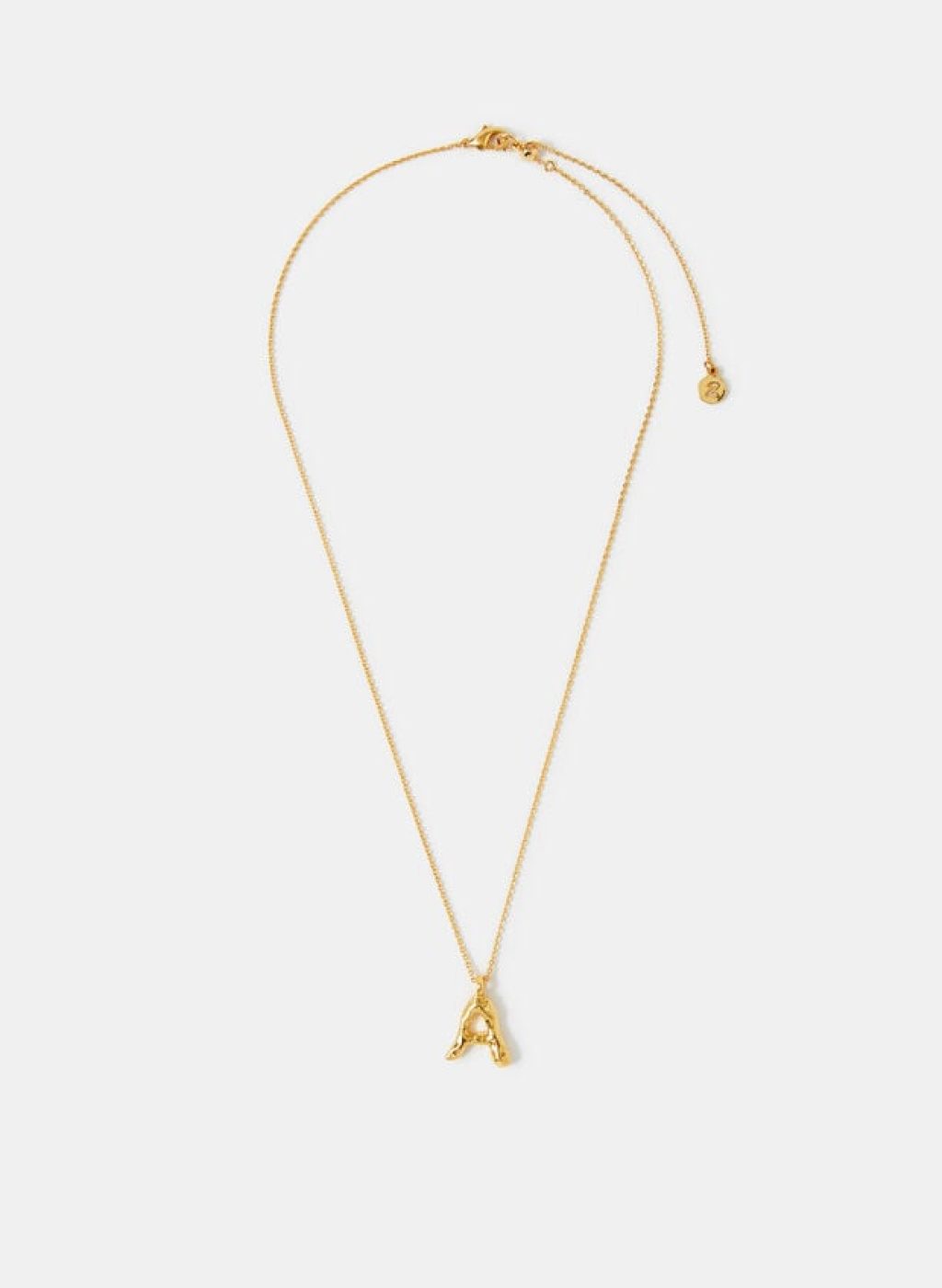 14ct Gold-Plated Molten Initial Pendant Necklace, Gold (GOLD), large