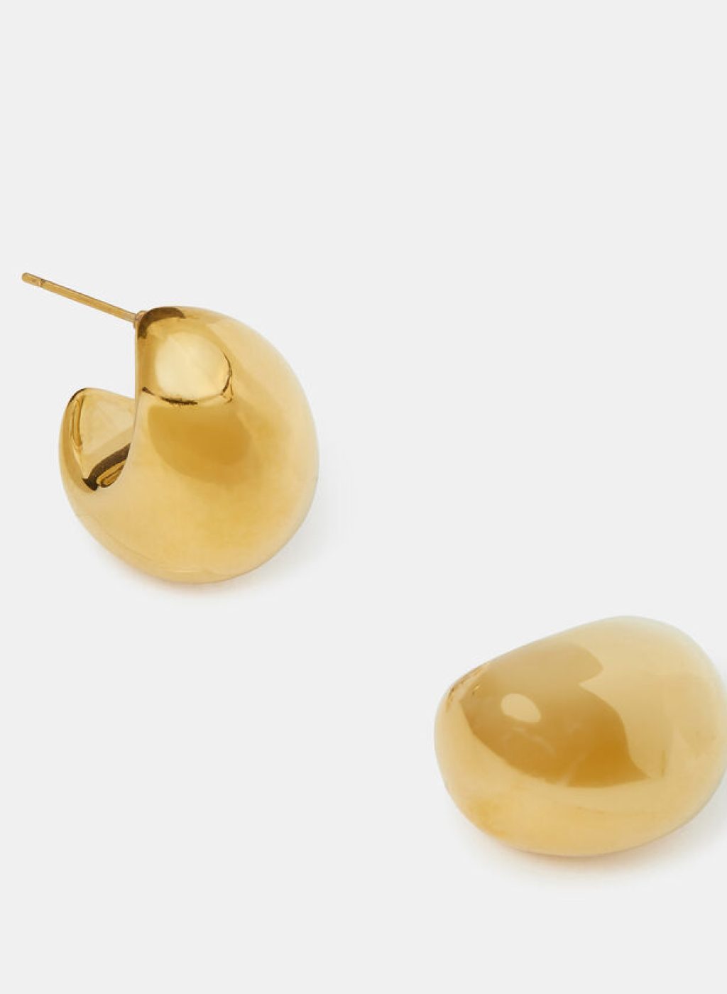 14ct Gold-Plated Chunky Dome Hoop Earrings, , large