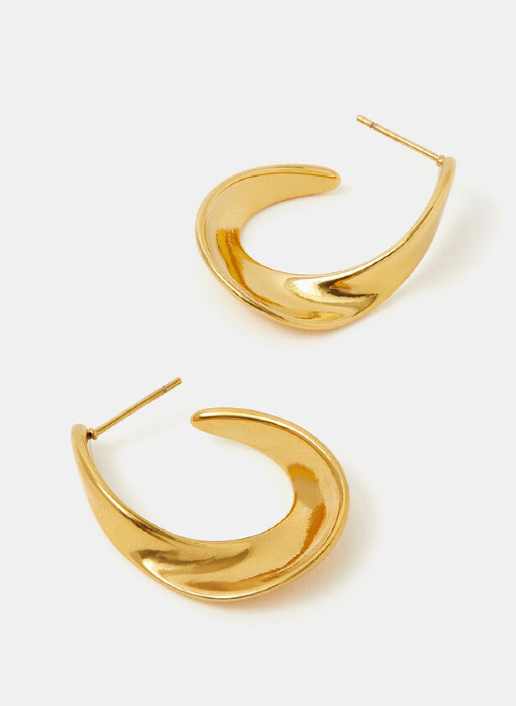 Stainless Steel Oval Twist Hoop Earrings, , large