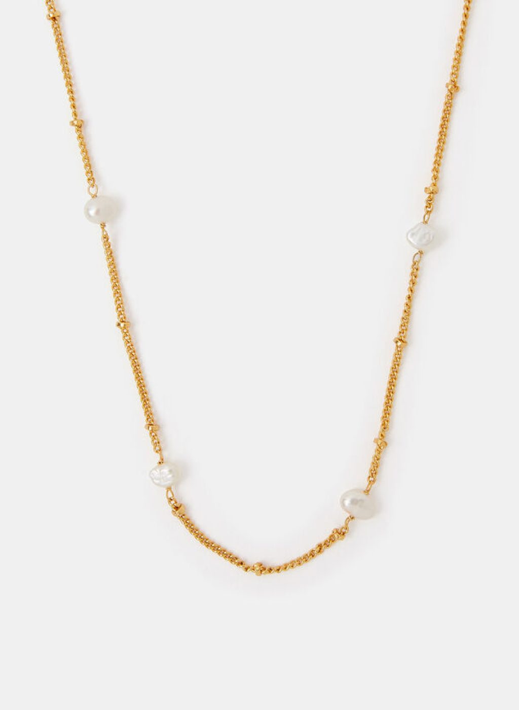 14ct Gold-Plated Pearl Station Necklace, , large