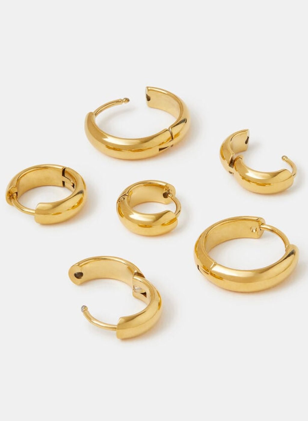 3-Pack Stainless Steel Clicker Hoop Earrings, , large