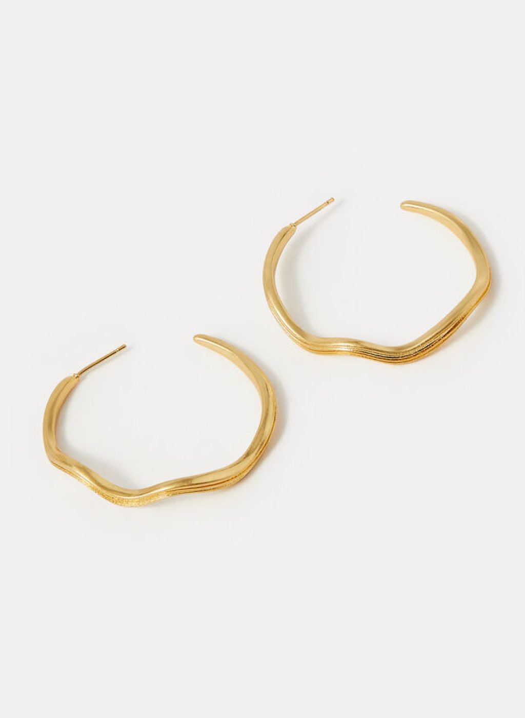 14ct Gold-Plated Wave Hoop Earrings, , large