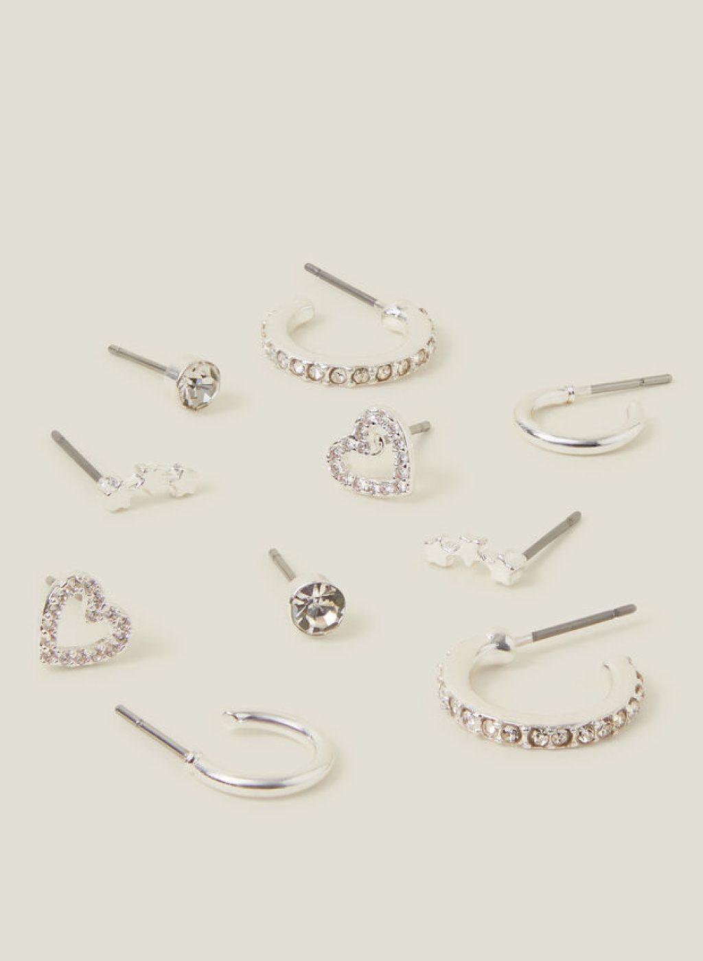 10-Pack Diamanté Star Stud & Hoop Earrings, , large