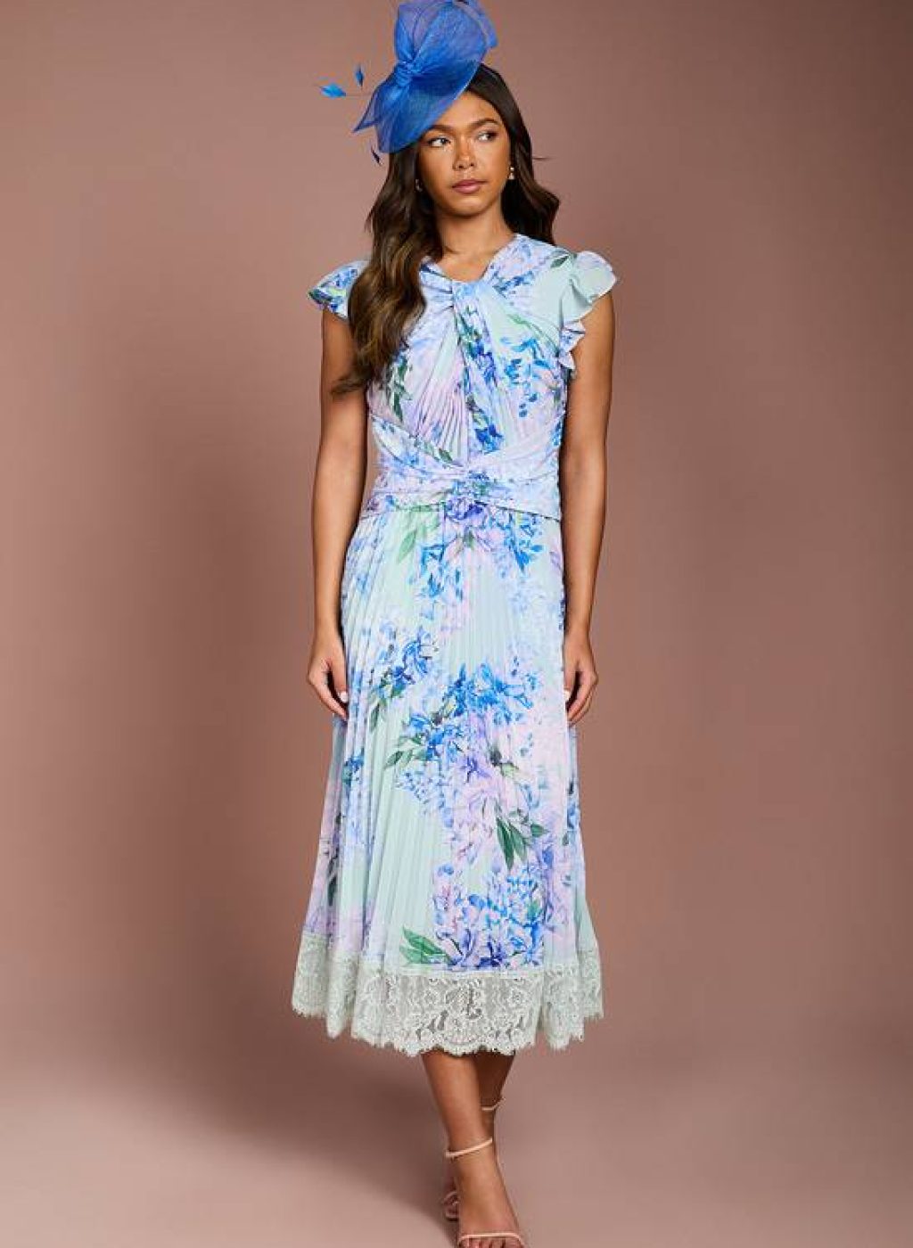 Coast Floral Printed Georgette Dress With Lace Trims 1