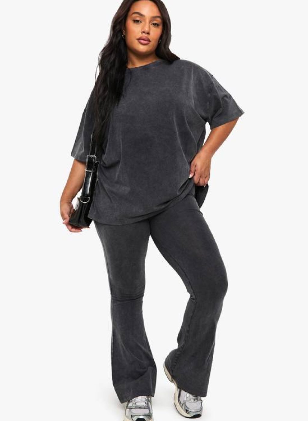 boohoo Plus Acid Wash Flared Legging 1