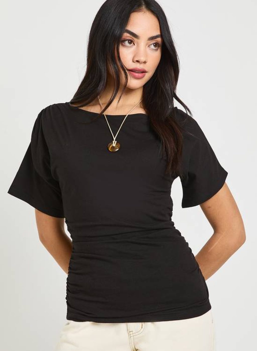 boohoo Ruched Side Cinched T-Shirt 1