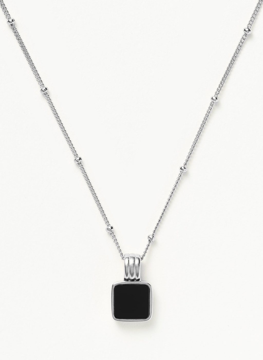 Lucy Williams Square Onyx Gemstone Necklace | Sterling Silver/Black Onyx Necklaces Missoma