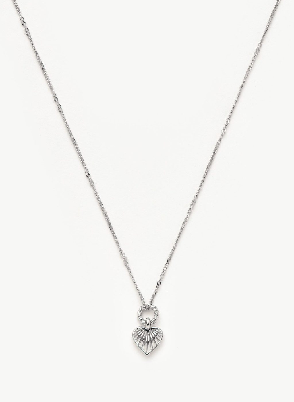 Mini Ridge Heart Charm Pendant Necklace | Silver Plated Necklaces Missoma